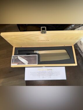 Kamikoto Bocho Silver Blade Cleaver with Black Handle